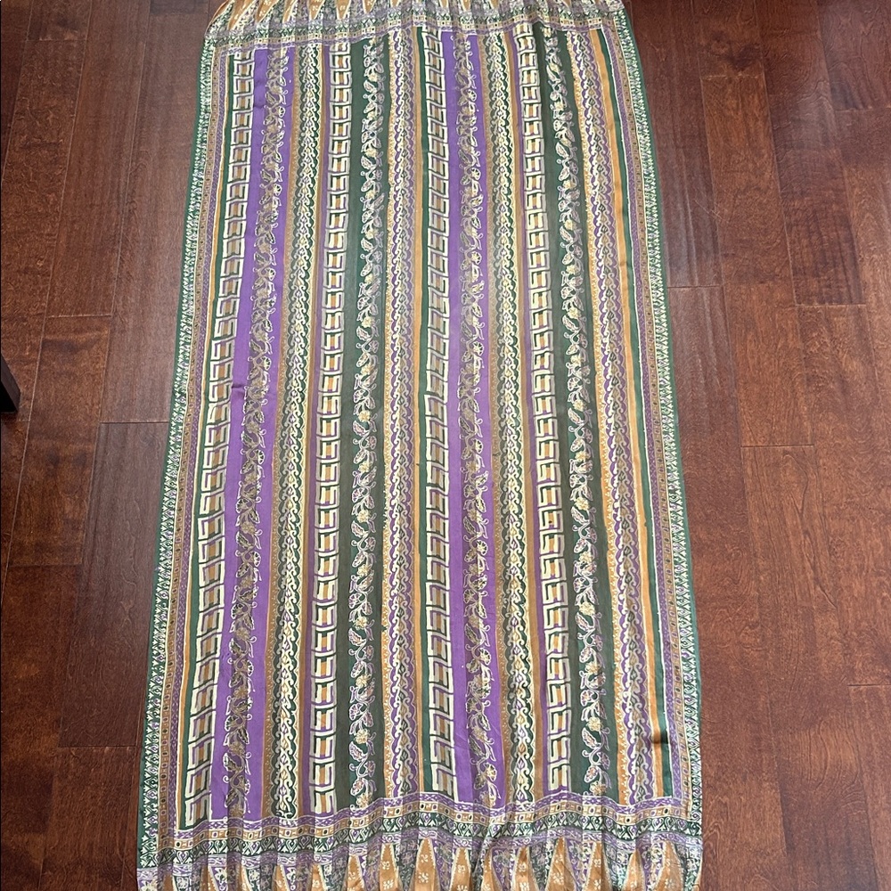 Oversized Bohemian Multicolor Patterned Silky Sca… - image 2